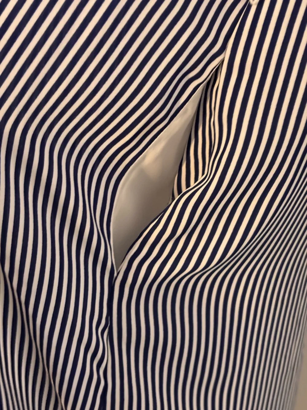 🌸 LOFT Navy and White Vertical Stripe Button-Down Shirt Dress Size Small Petite